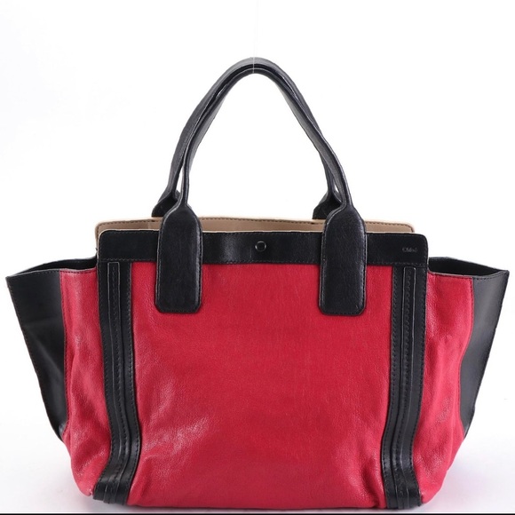 Chloe Alison Tote in Hot Pink and Black Color Block Leather - Picture 1 of 7